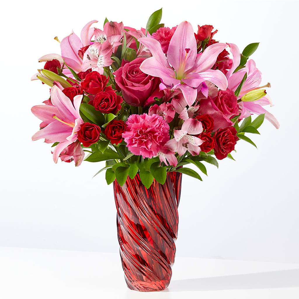 In Love Bouquet with Luxe Swirl Vase – DE VARS-PHILLIPS FLORISTS & ANTIQUES, Hartford CT