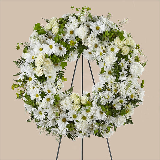 Faithful Wishes Wreath – DE VARS-PHILLIPS FLORISTS & ANTIQUES, Hartford CT