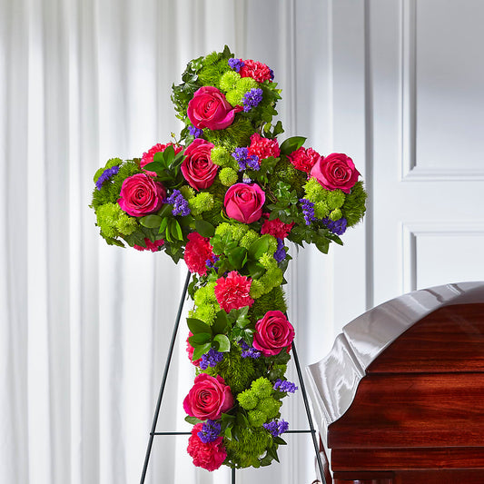 Tribute Rose Floral Cross – DE VARS-PHILLIPS FLORISTS & ANTIQUES, Hartford CT