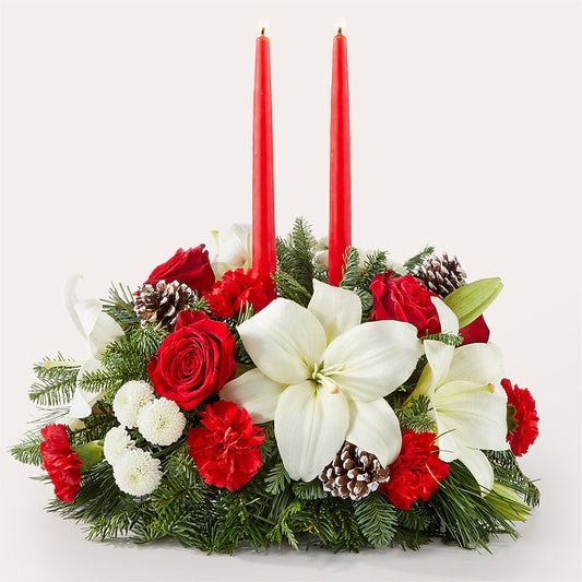 Seasonal Festivities Centerpiece – DE VARS-PHILLIPS FLORISTS & ANTIQUES, Hartford CT