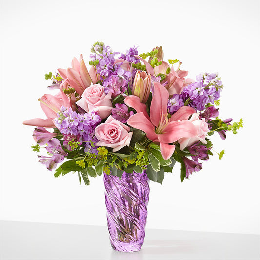 Precious Petals Bouquet with Luxe Swirl Vase – DE VARS-PHILLIPS FLORISTS & ANTIQUES, Hartford CT